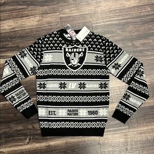 Men’s Nfl licensed Black and Gray Raiders Sweater